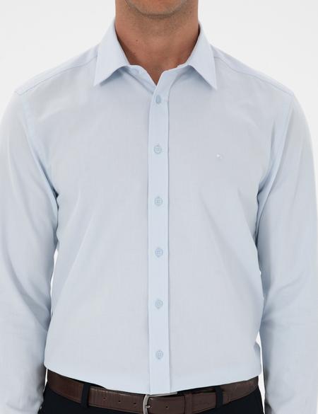 Açık Mavi Armürlü Regular Fit Gömlek - 50312180018