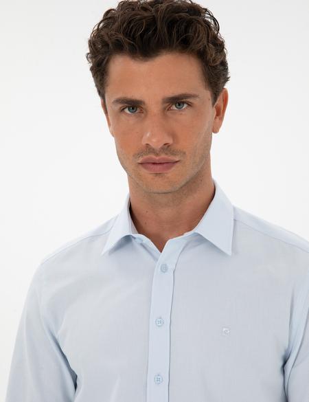 Açık Mavi Armürlü Regular Fit Gömlek - 50312180018