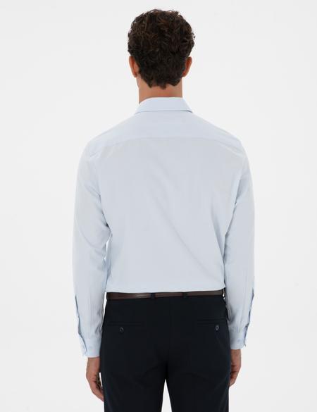 Açık Mavi Armürlü Regular Fit Gömlek - 50312180018