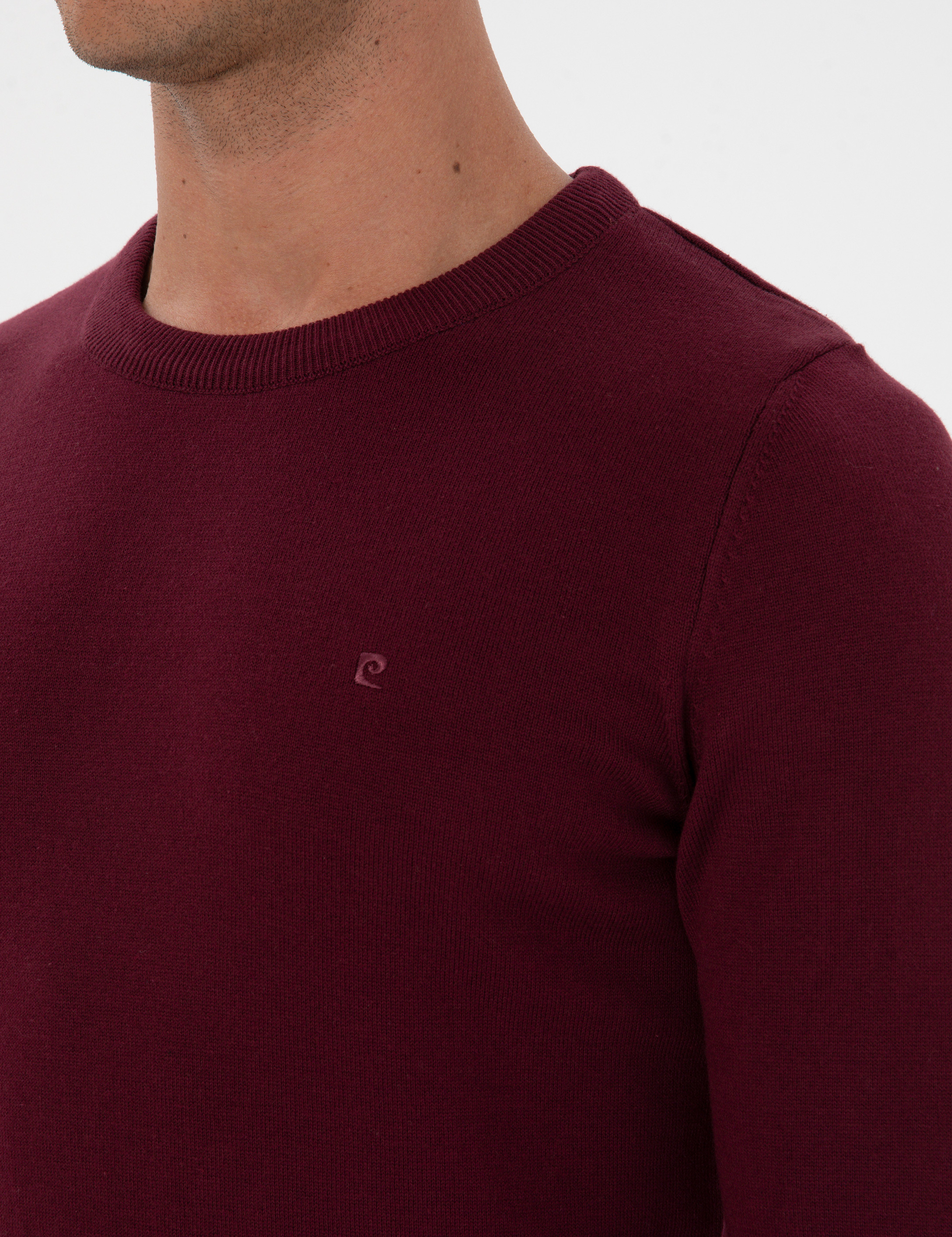 Bordo Slim Fit Bisiklet Yaka Basic Triko Kazak - Image 7