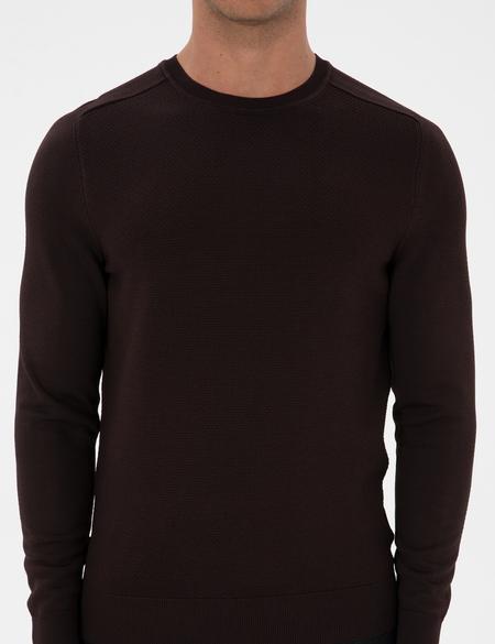 Koyu Kahverengi Slim Fit Bisiklet Yaka Rayon Triko Kazak - 50315763007