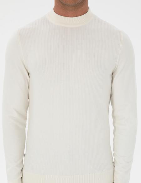 Ekru Slim Fit Çeyrek Yaka Triko Kazak - 50315728006