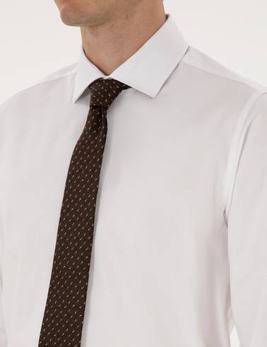 Beyaz Likralı Kolay Ütülenebilir Ex. Slim Fit Basic Gömlek