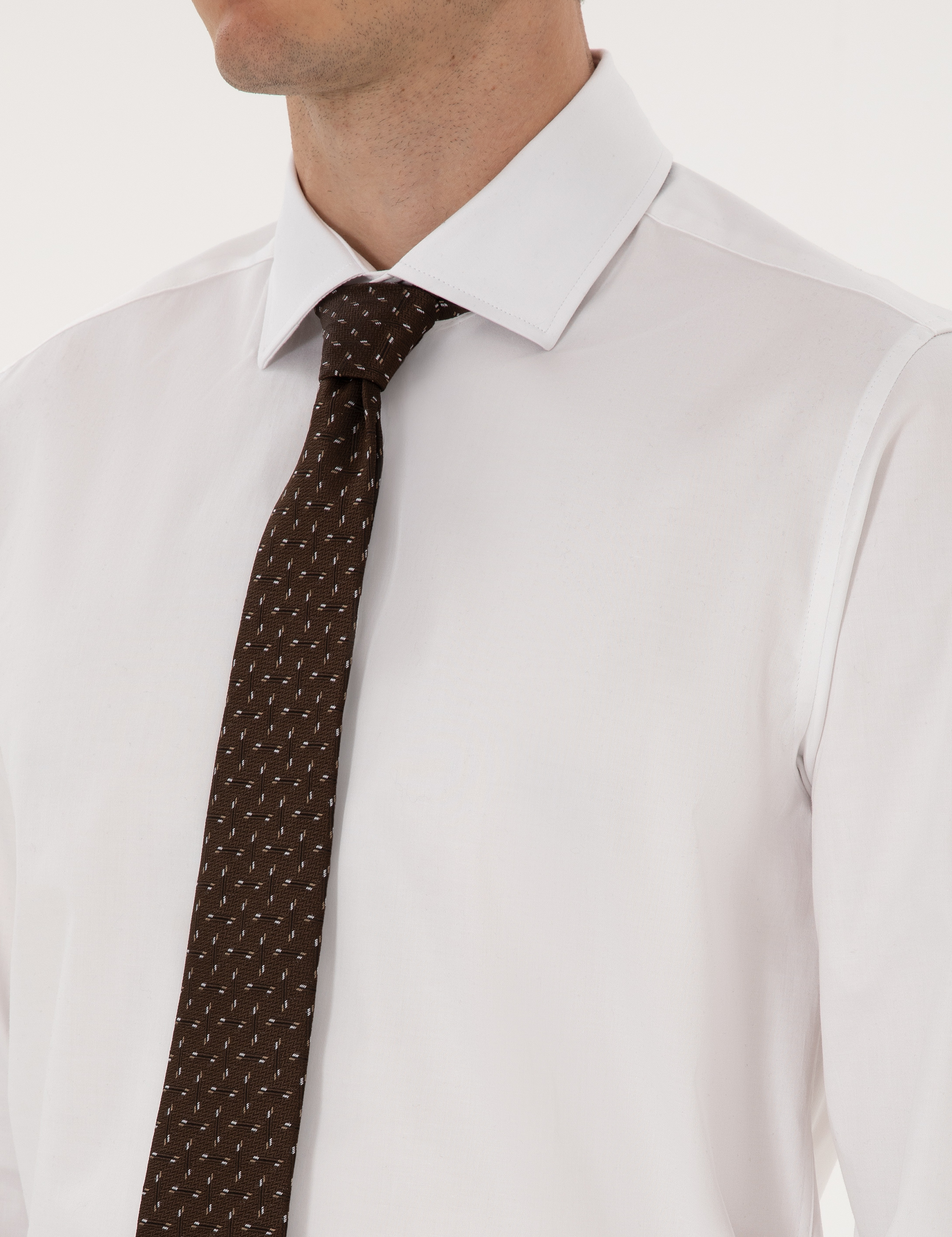 Beyaz Likralı Kolay Ütülenebilir Ex. Slim Fit Basic Gömlek - Image 7