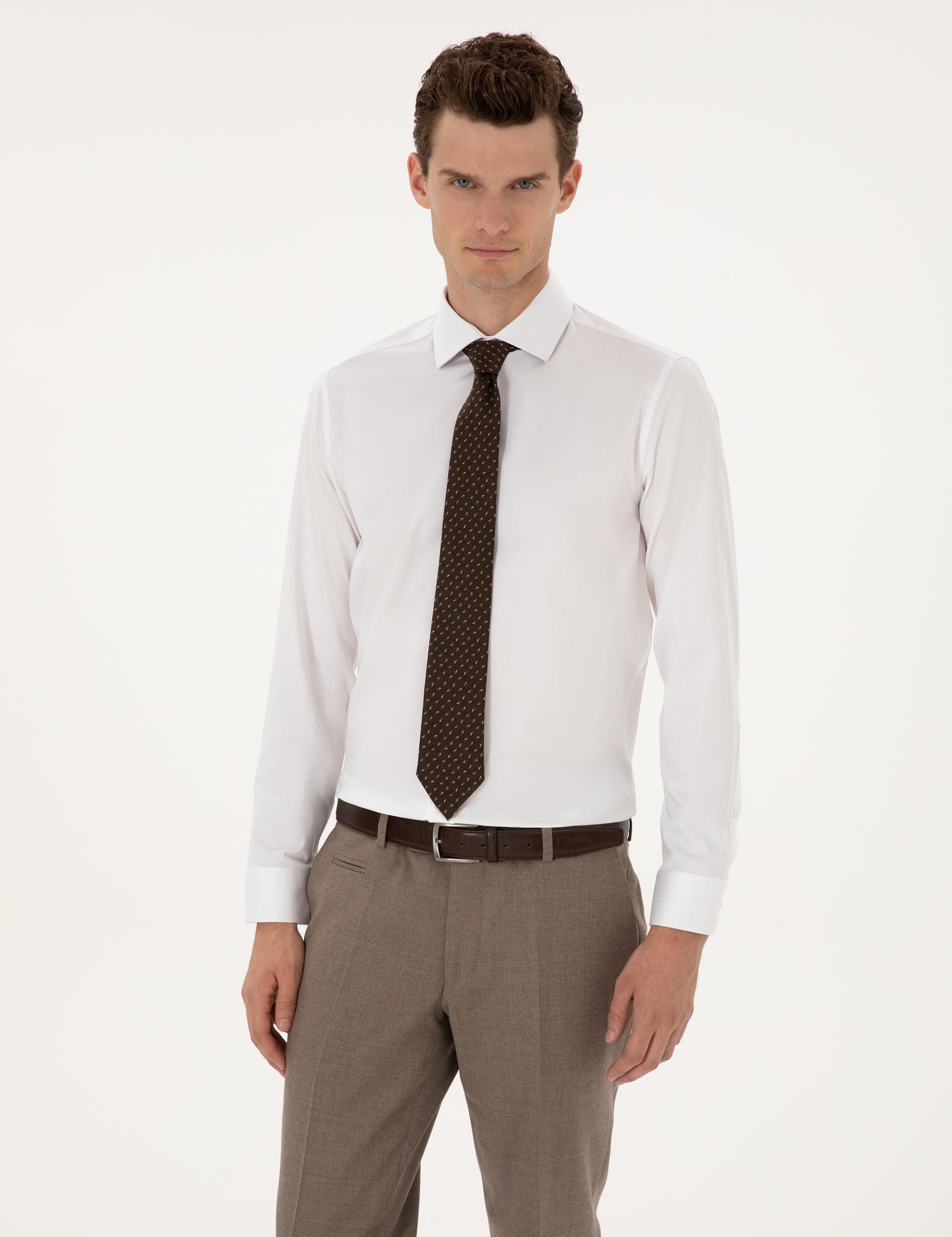 Beyaz Likralı Kolay Ütülenebilir Ex. Slim Fit Basic Gömlek