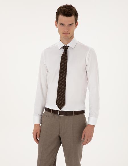 Beyaz Likralı Kolay Ütülenebilir Ex. Slim Fit Basic Gömlek - 50313178006