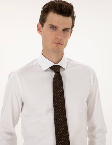Beyaz Likralı Kolay Ütülenebilir Ex. Slim Fit Basic Gömlek