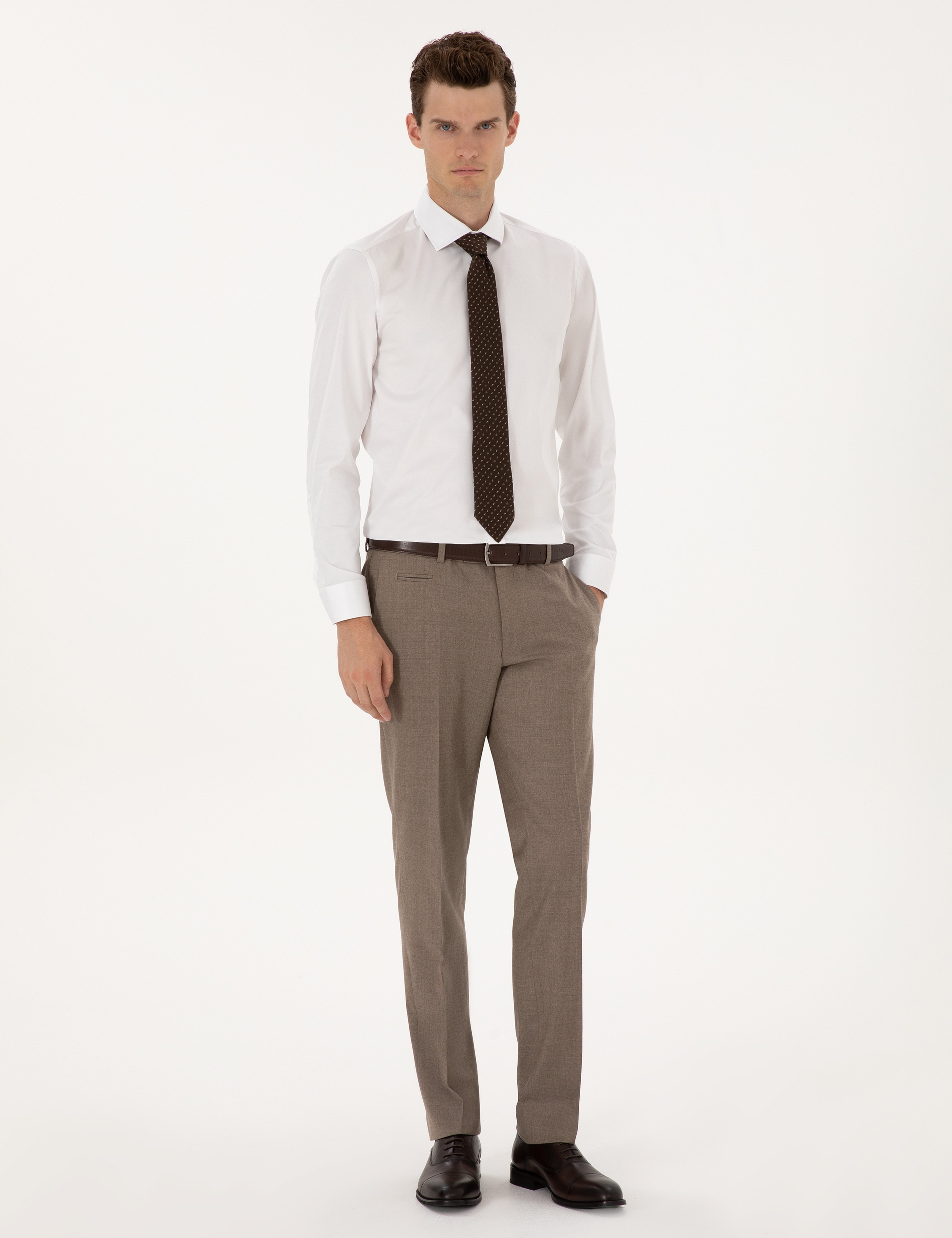 Beyaz Likralı Kolay Ütülenebilir Ex. Slim Fit Basic Gömlek