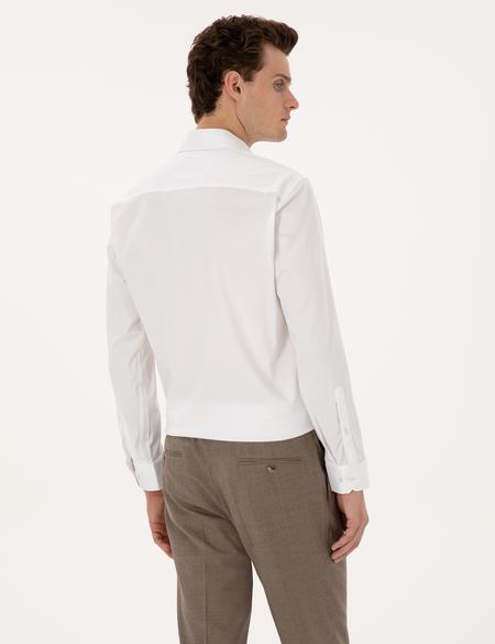Beyaz Likralı Kolay Ütülenebilir Ex. Slim Fit Basic Gömlek - 50313178006