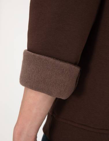 Kahverengi 3 İplik Regular Fit Bisiklet Yaka Basic Sweatshirt