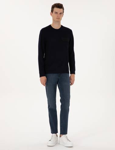 Lacivert Regular Fit Sweatshirt