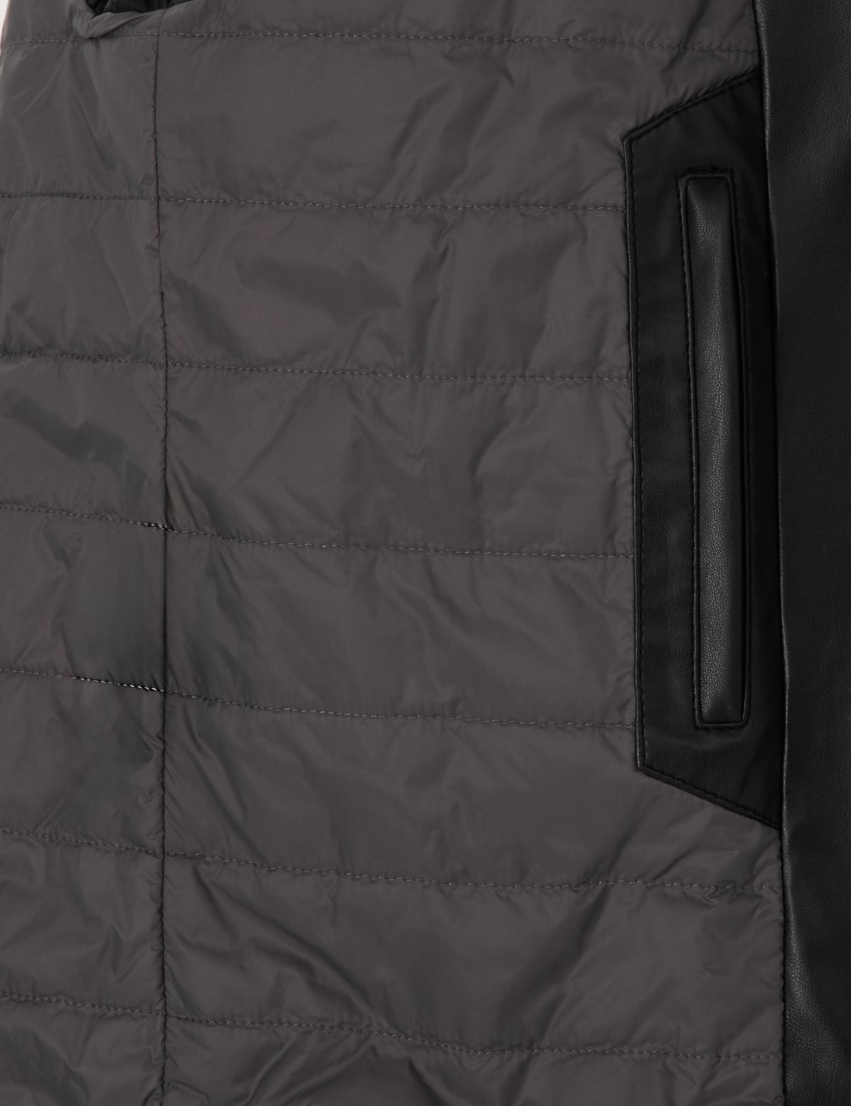 Siyah Kapüşonlu Suni Deri Ceket - 50318153005