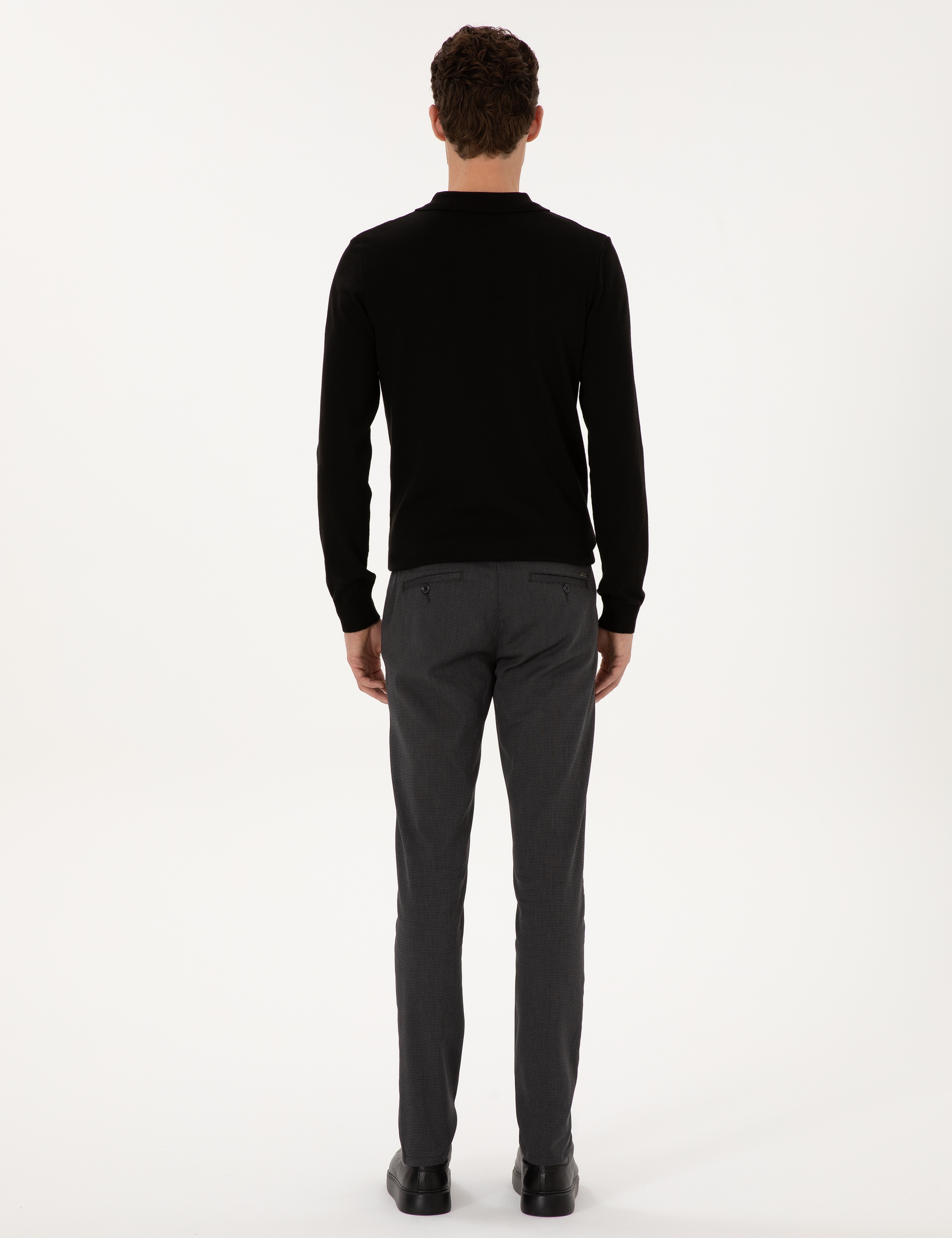 Siyah Slim Fit Kanvas Pantolon - Image 4