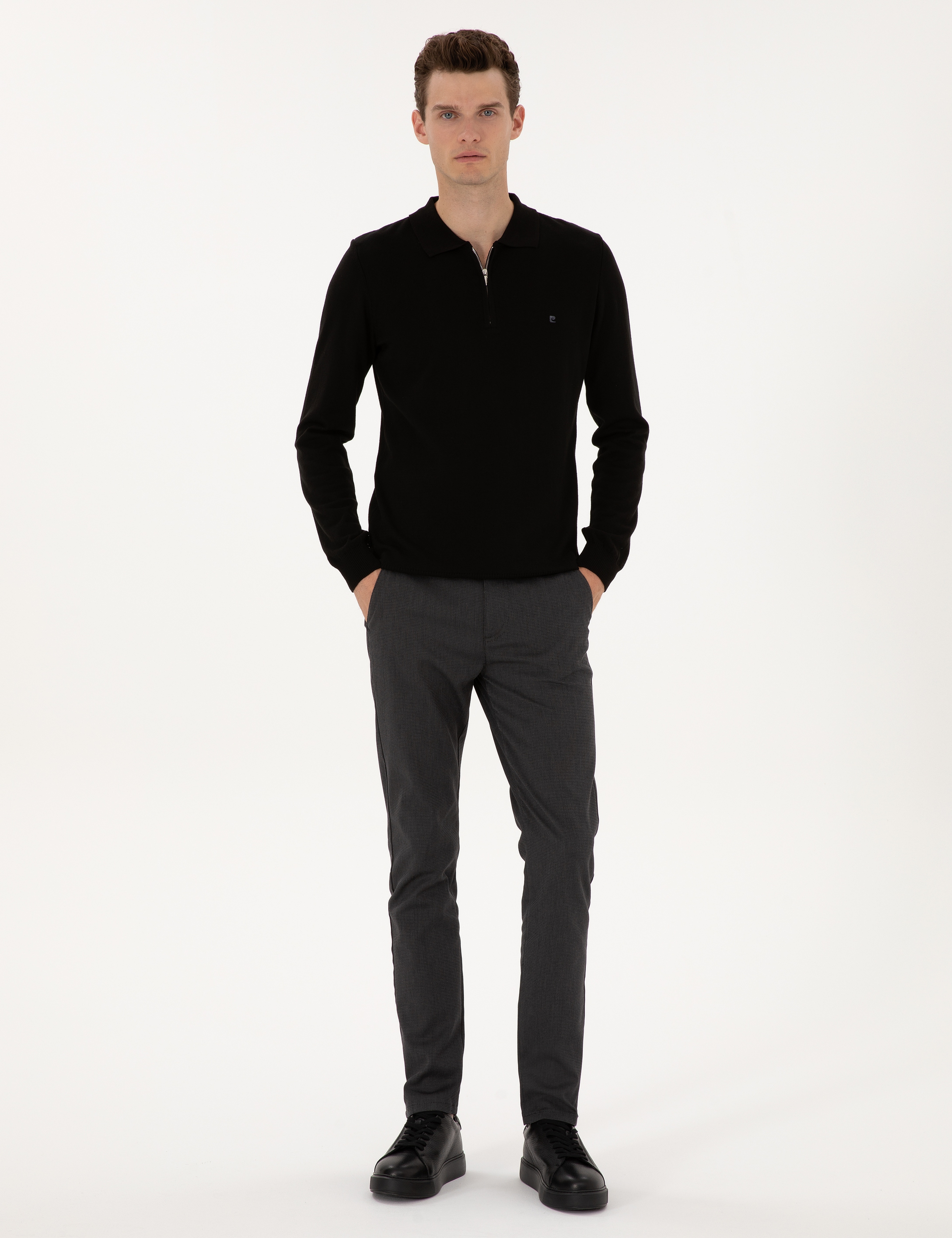 Siyah Slim Fit Kanvas Pantolon