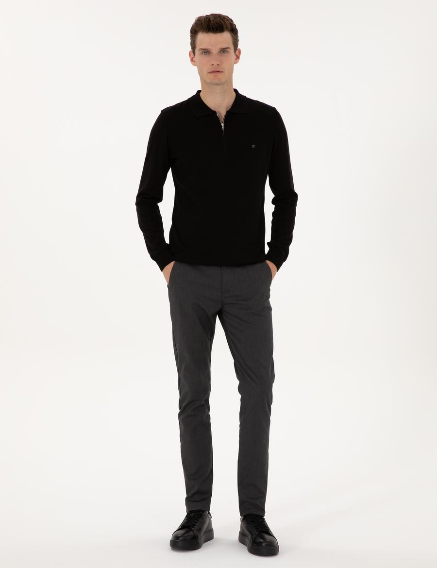 Siyah Slim Fit Kanvas Pantolon