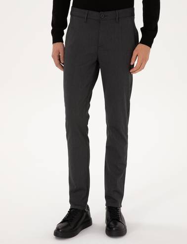 Siyah Slim Fit Kanvas Pantolon