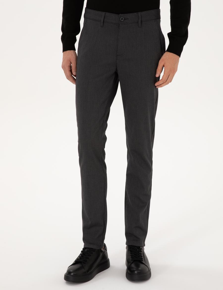 Siyah Slim Fit Kanvas Pantolon