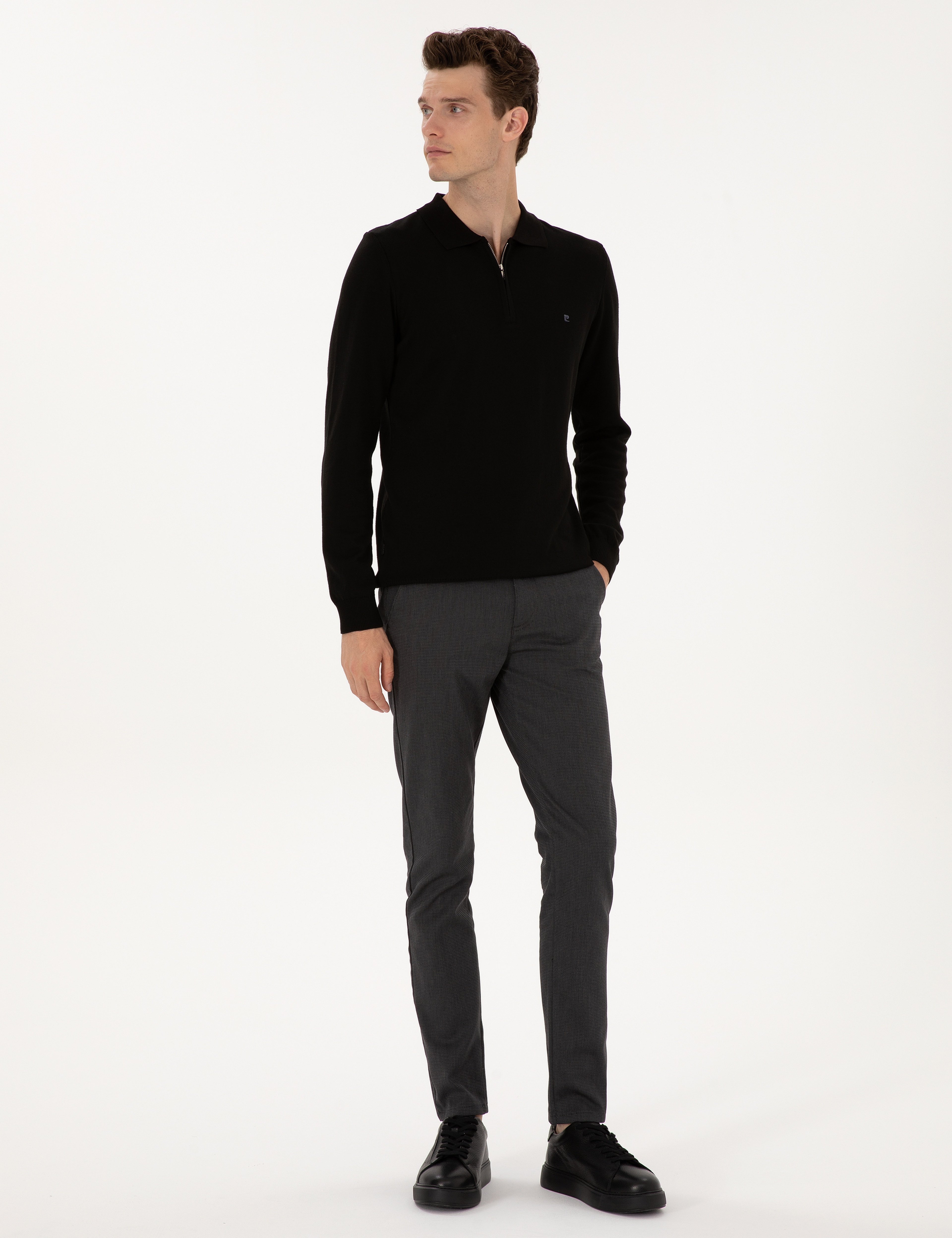 Siyah Slim Fit Kanvas Pantolon