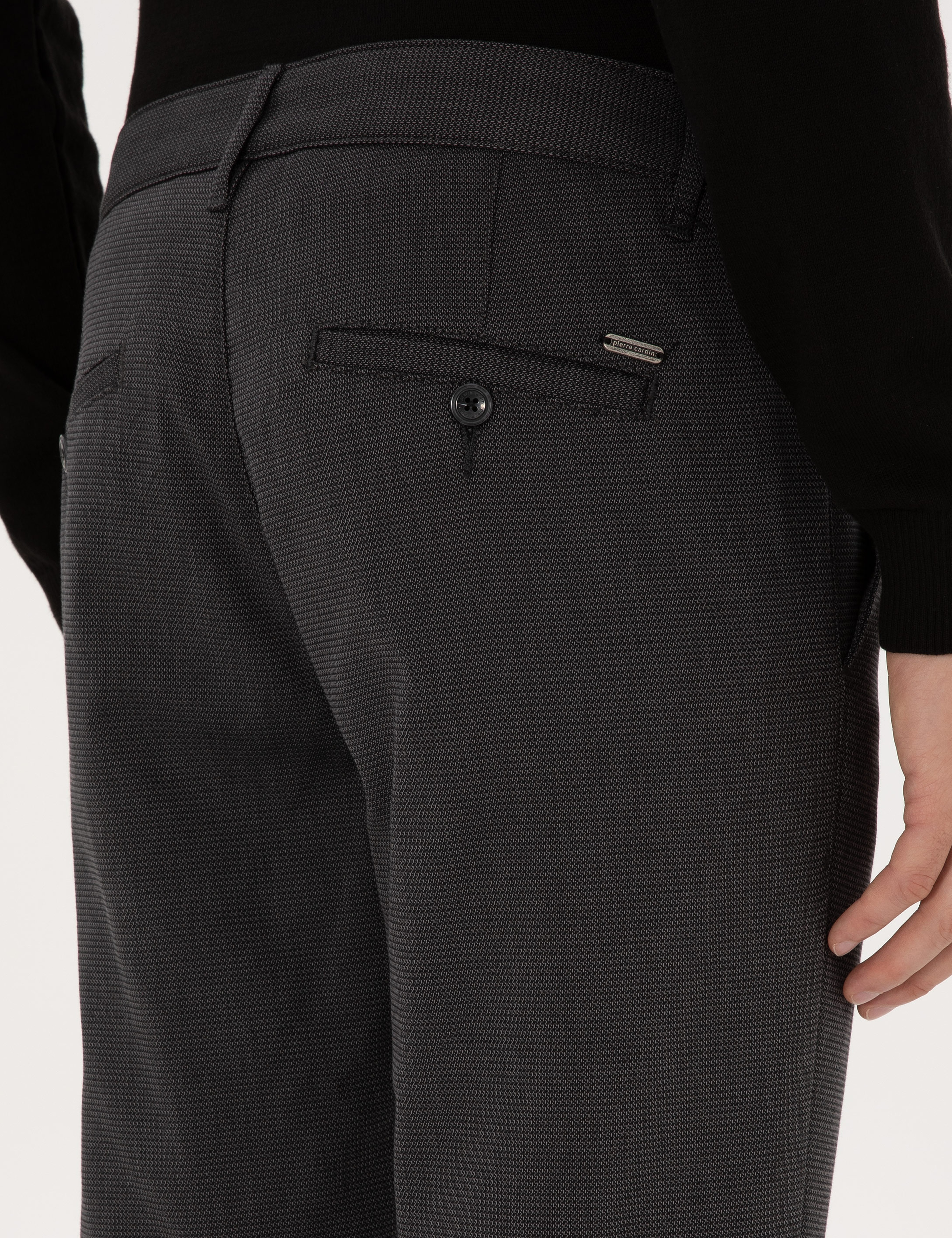 Siyah Slim Fit Kanvas Pantolon - Image 6