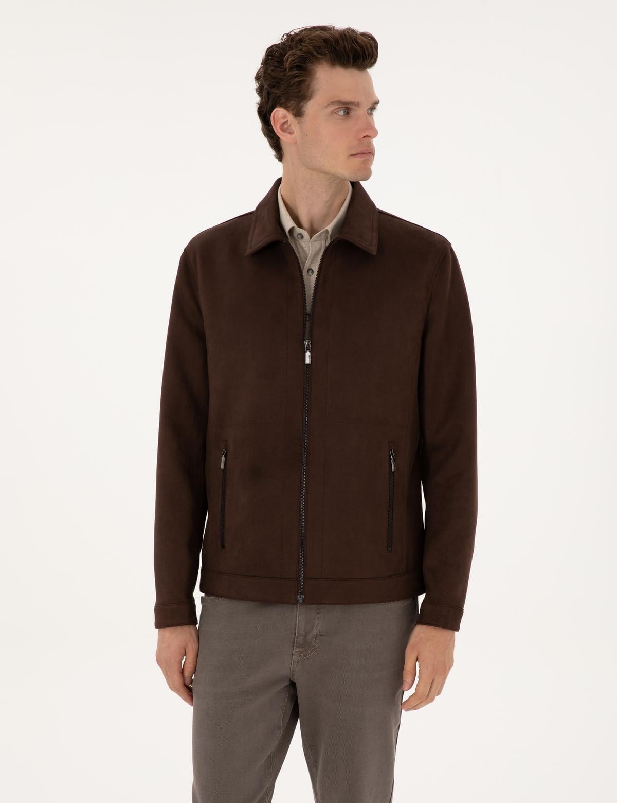 Kahverengi Suni Deri Ceket - 50318152010