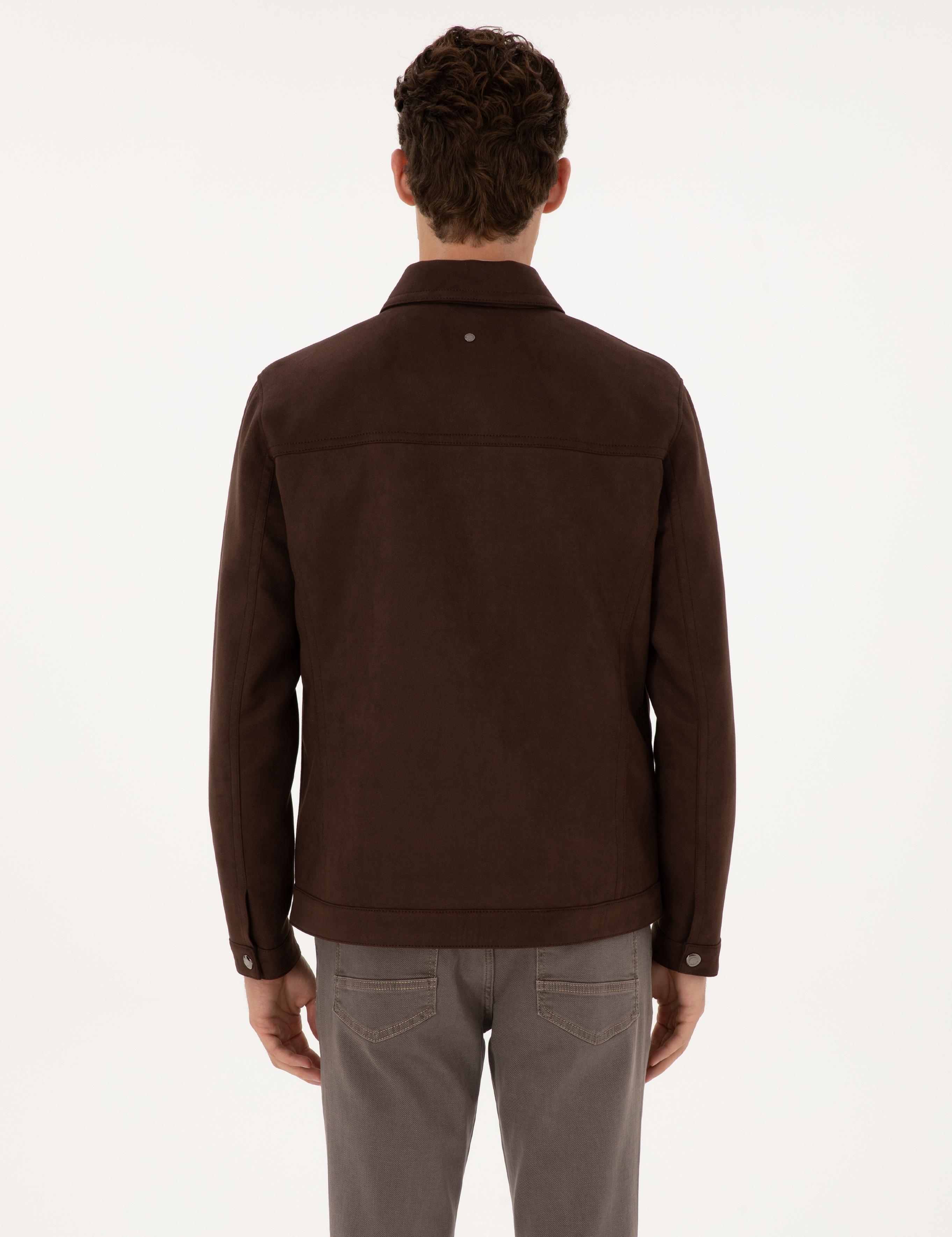 Kahverengi Suni Deri Ceket