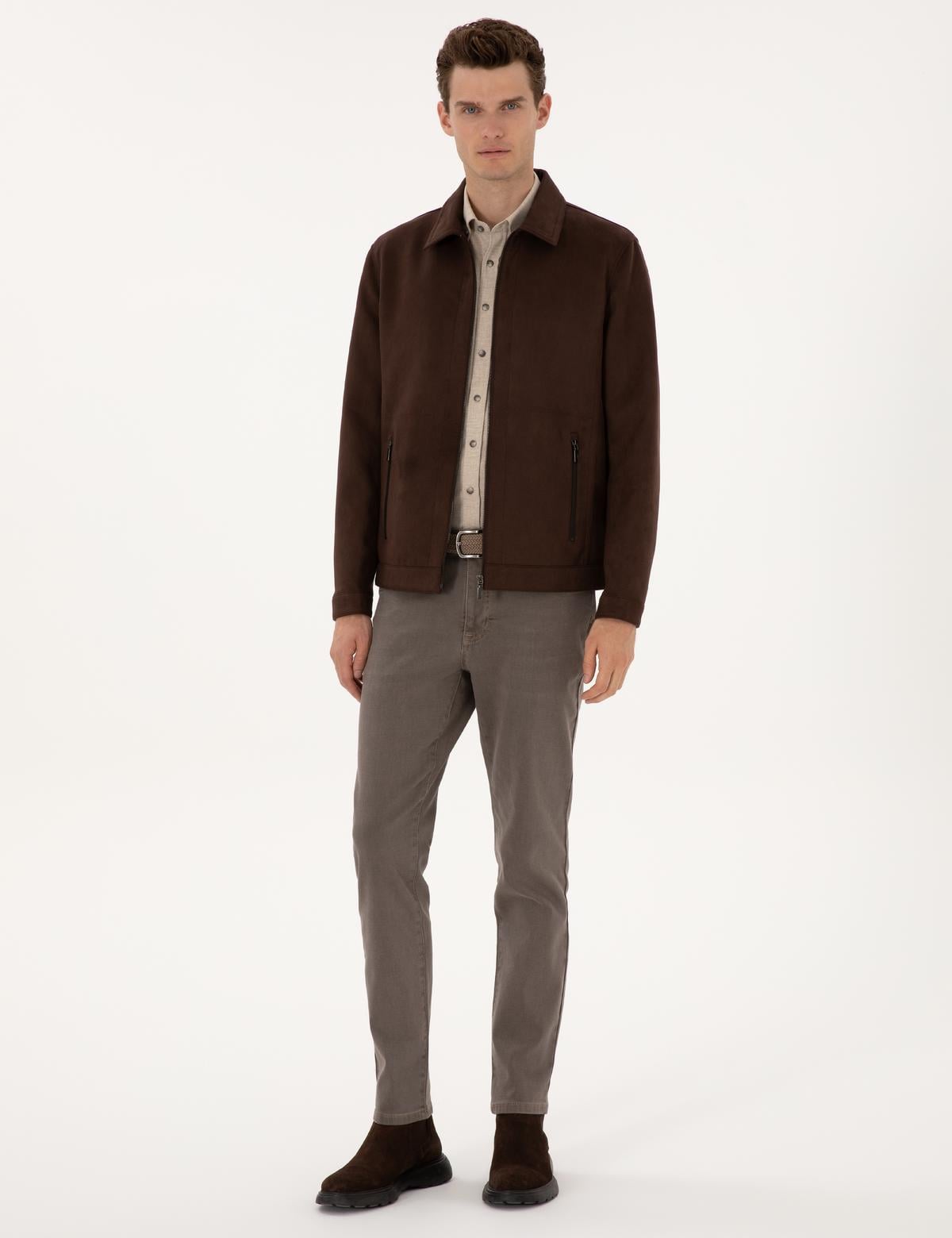 Kahverengi Suni Deri Ceket - 50318152010