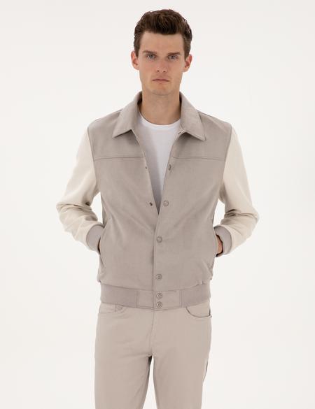 Gri Suni Deri Ceket - 50318155004