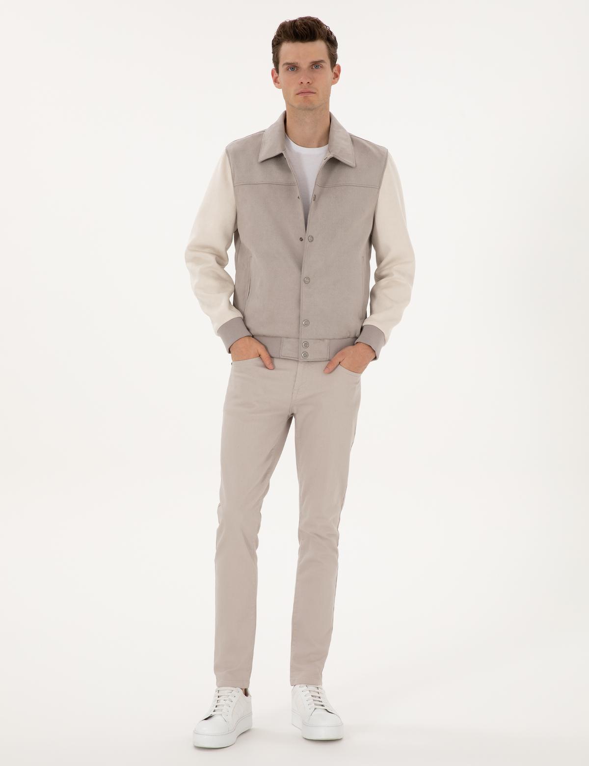 Gri Suni Deri Ceket - 50318155004