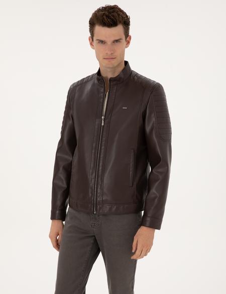 Kahverengi Suni Deri Ceket - 50318037007