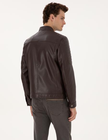 Kahverengi Suni Deri Ceket - 50318037007