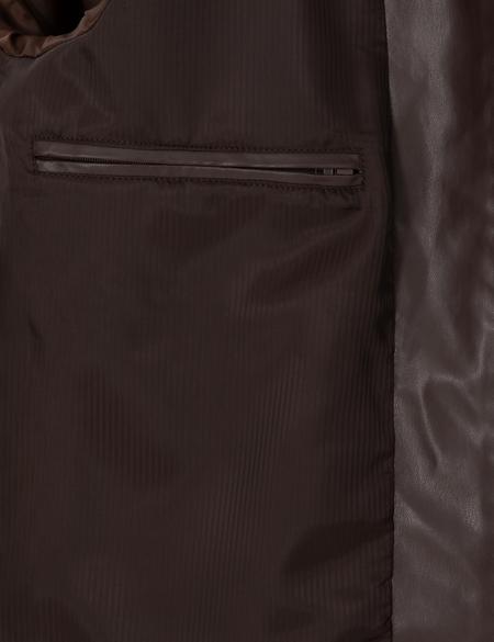 Kahverengi Suni Deri Ceket - 50318037007