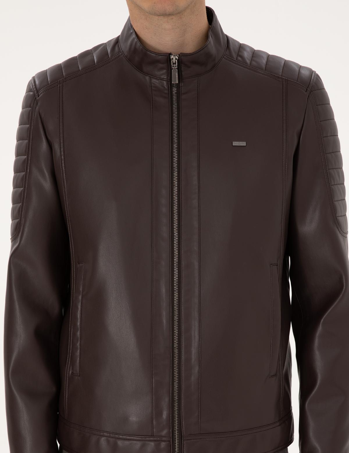 Kahverengi Suni Deri Ceket - 50318037007