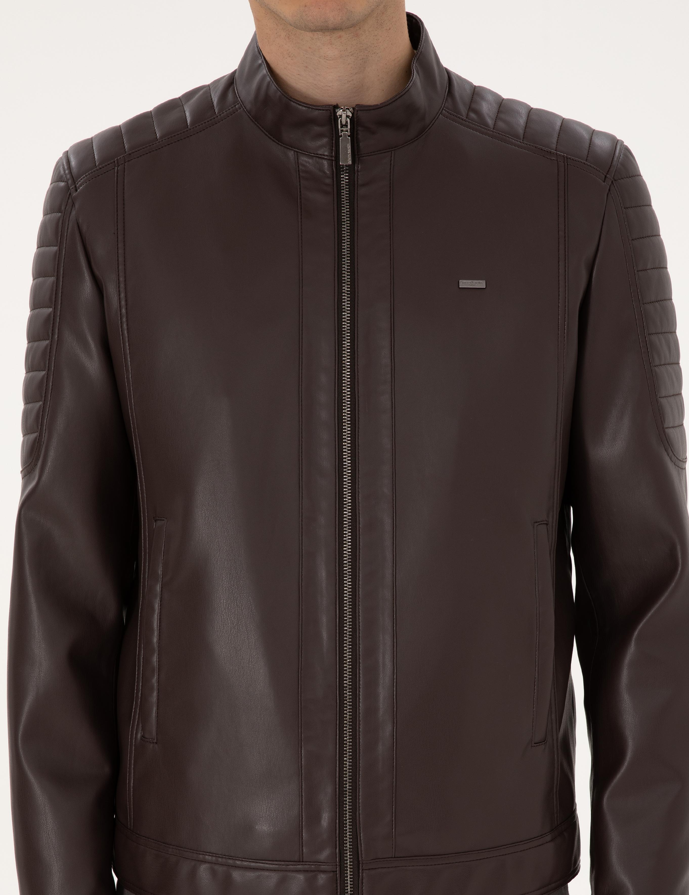 Kahverengi Suni Deri Ceket