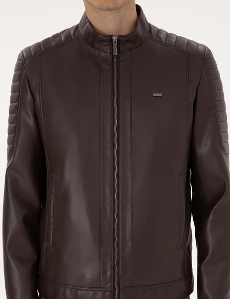 Kahverengi Suni Deri Ceket - 50318037007