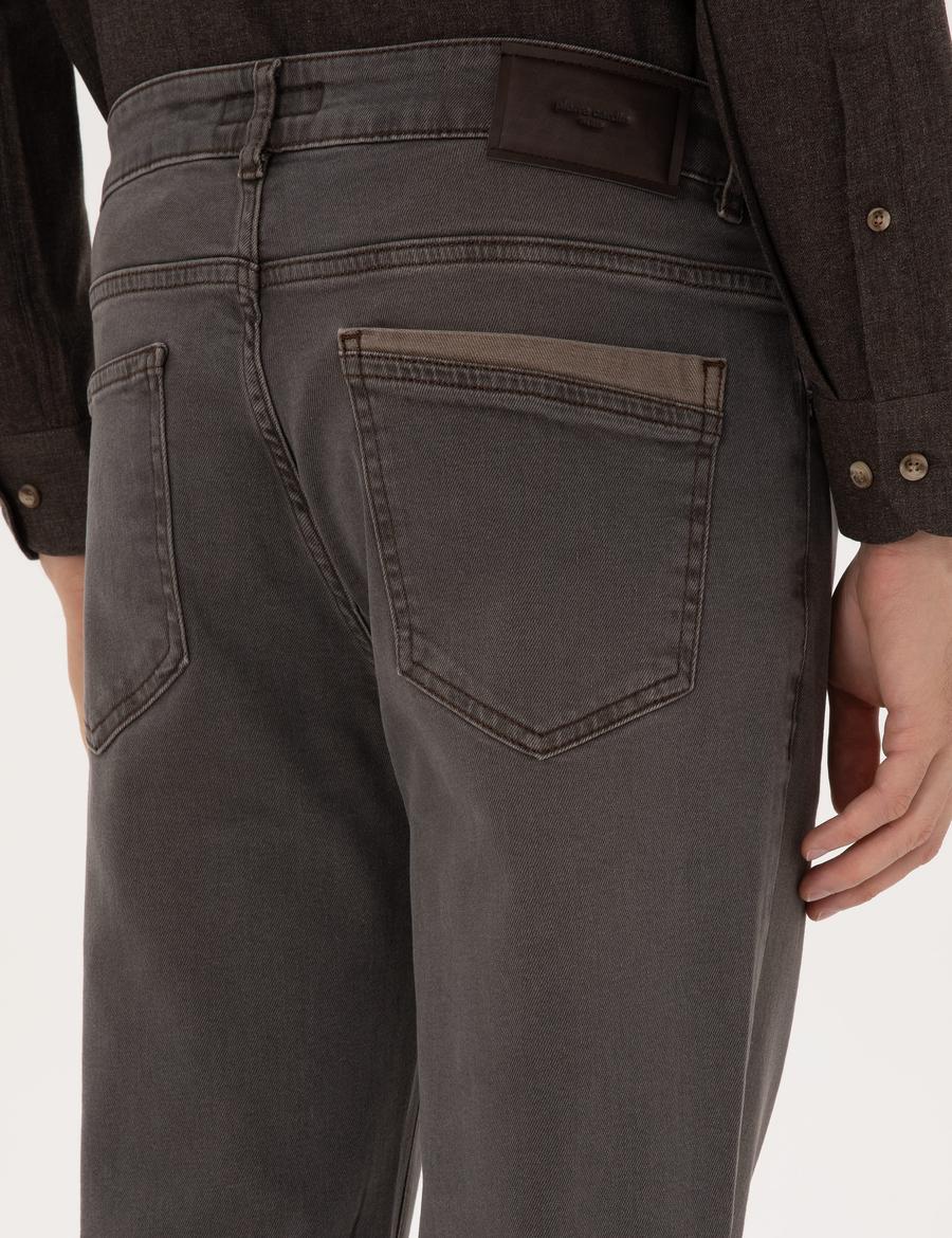 Kahverengi Slim Fit Jean Pantolon