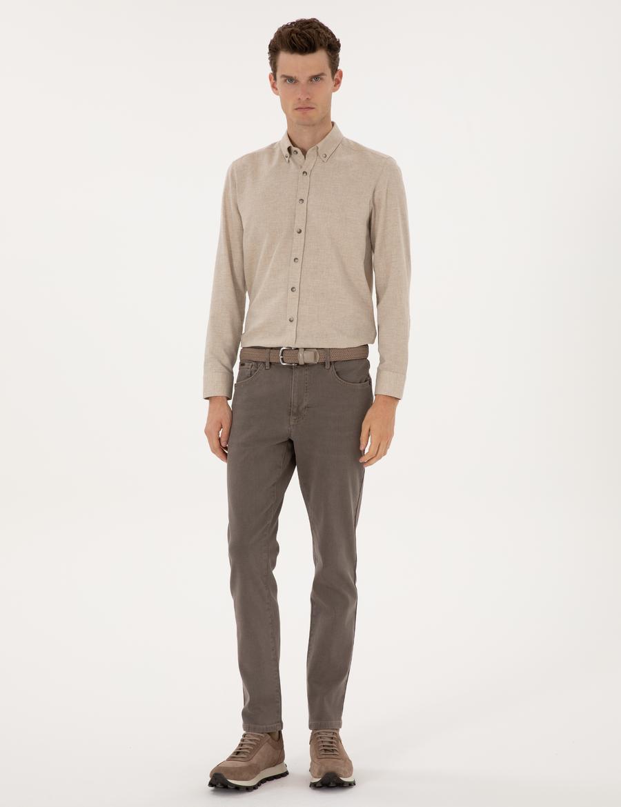 Bej Slim Fit Jean Pantolon