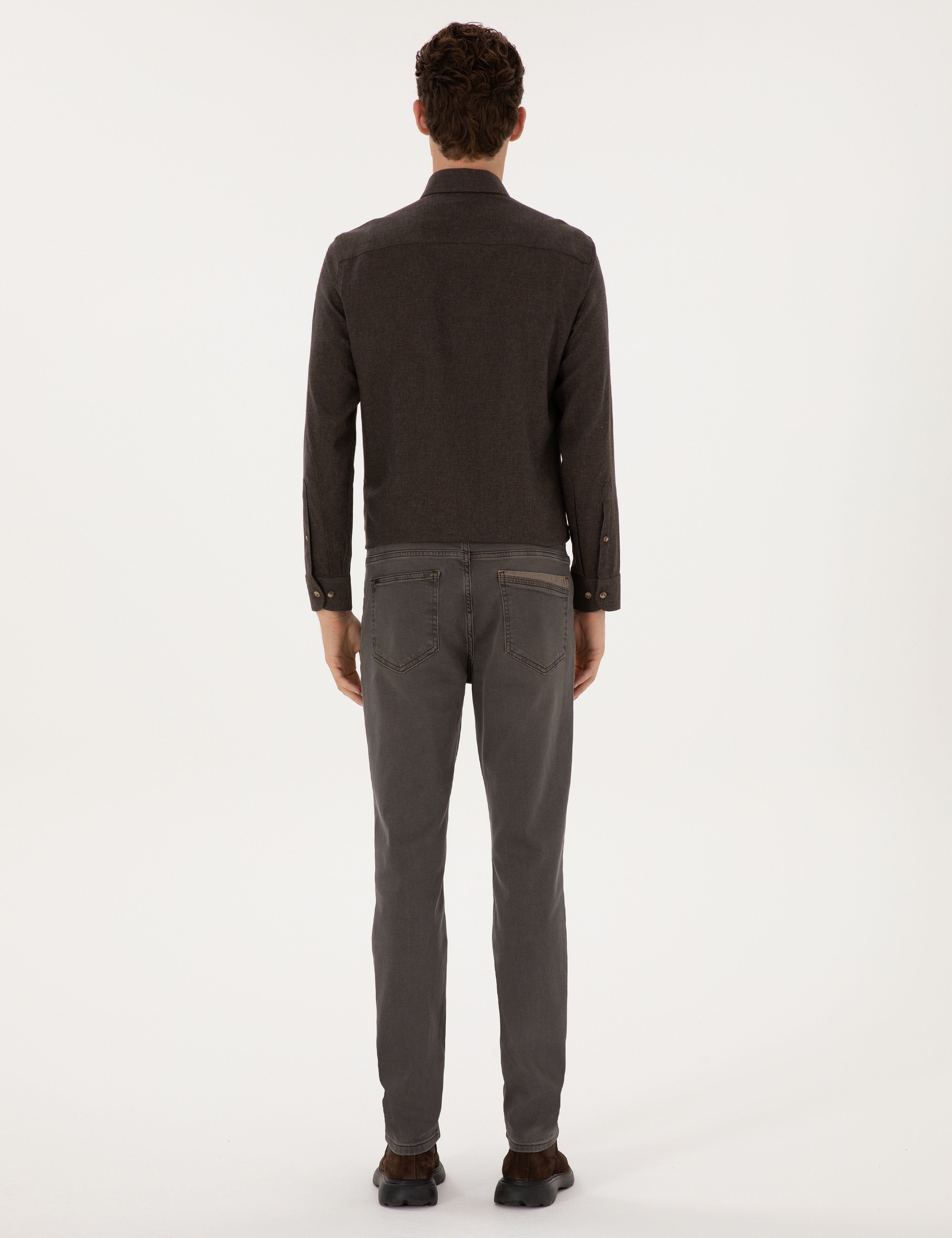 Kahverengi Slim Fit Jean Pantolon - Image 4