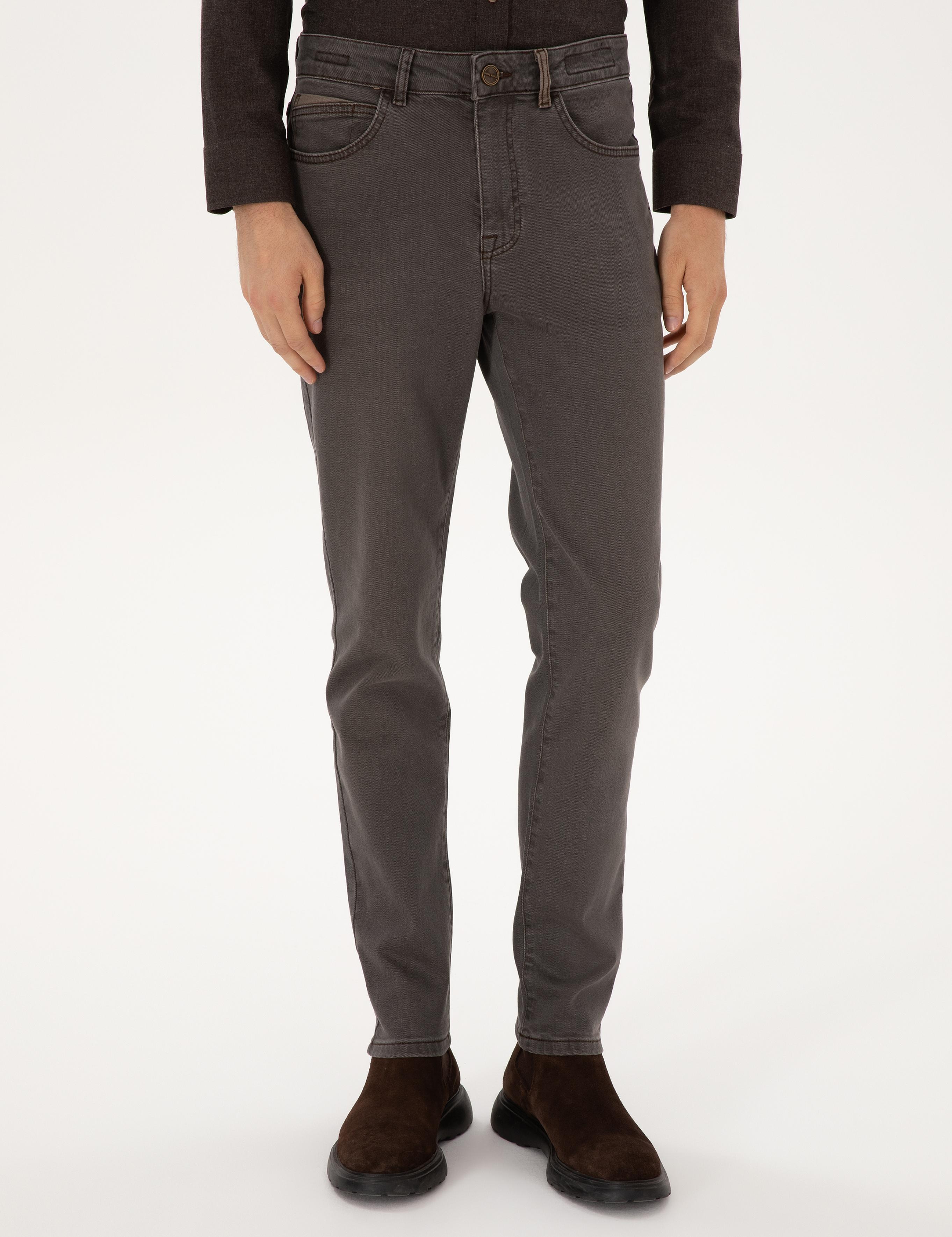 Kahverengi Slim Fit Jean Pantolon