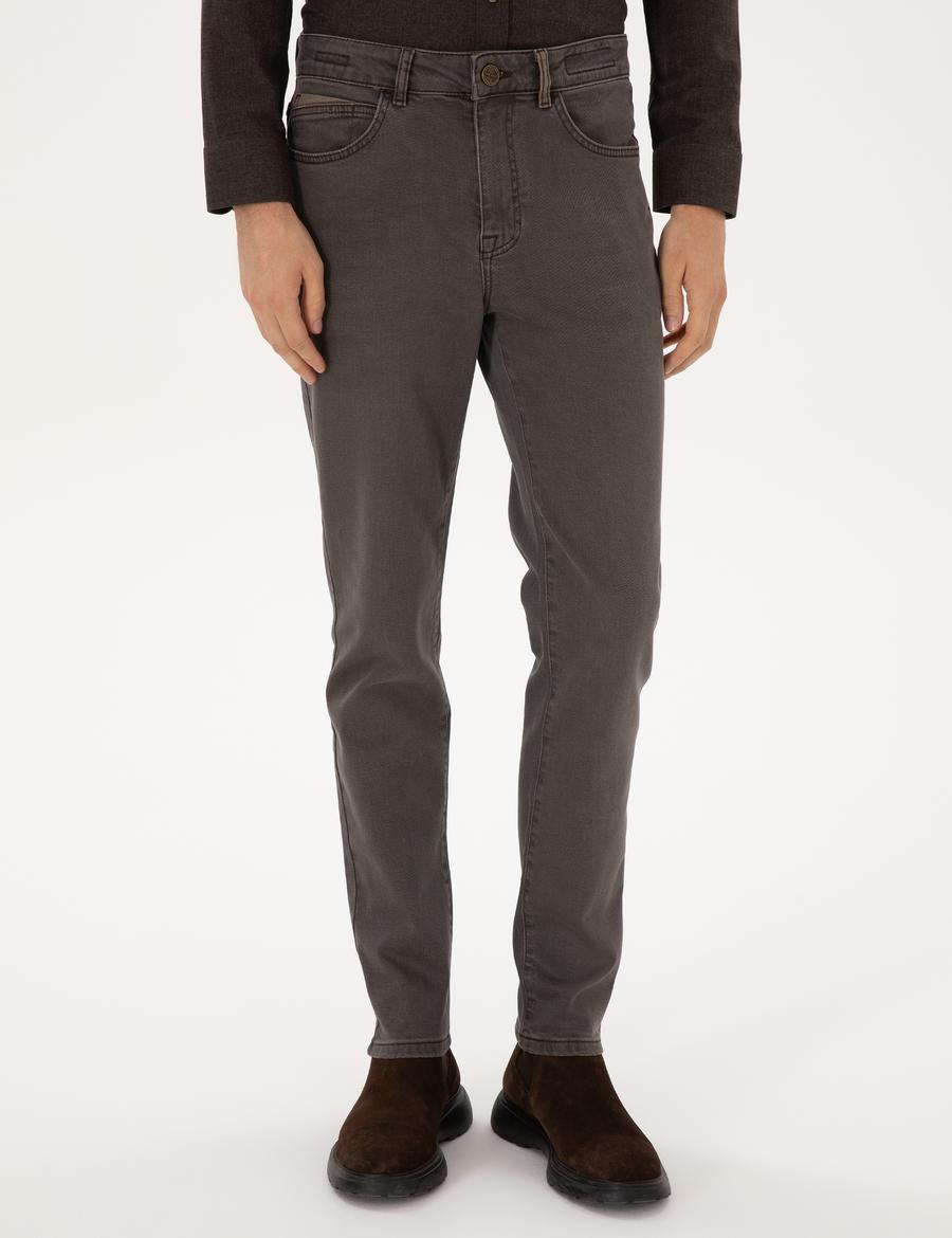 Kahverengi Slim Fit Jean Pantolon