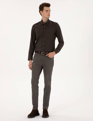 Kahverengi Slim Fit Jean Pantolon