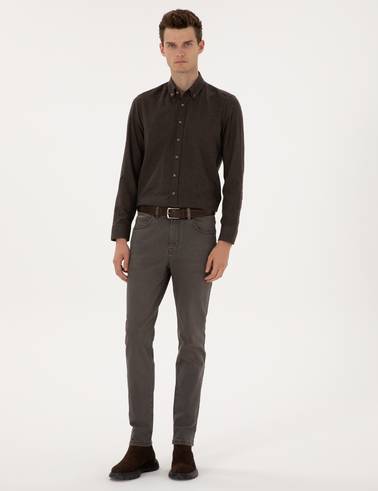 Kahverengi Slim Fit Jean Pantolon