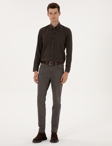 Kahverengi Slim Fit Jean Pantolon