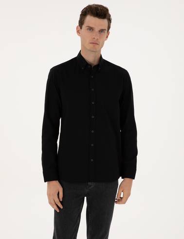 Siyah Regular Fit Uzun Kollu Gömlek