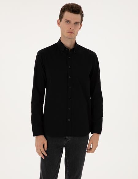 Siyah Regular Fit Uzun Kollu Gömlek - 50311308032