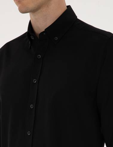 Siyah Regular Fit Uzun Kollu Gömlek