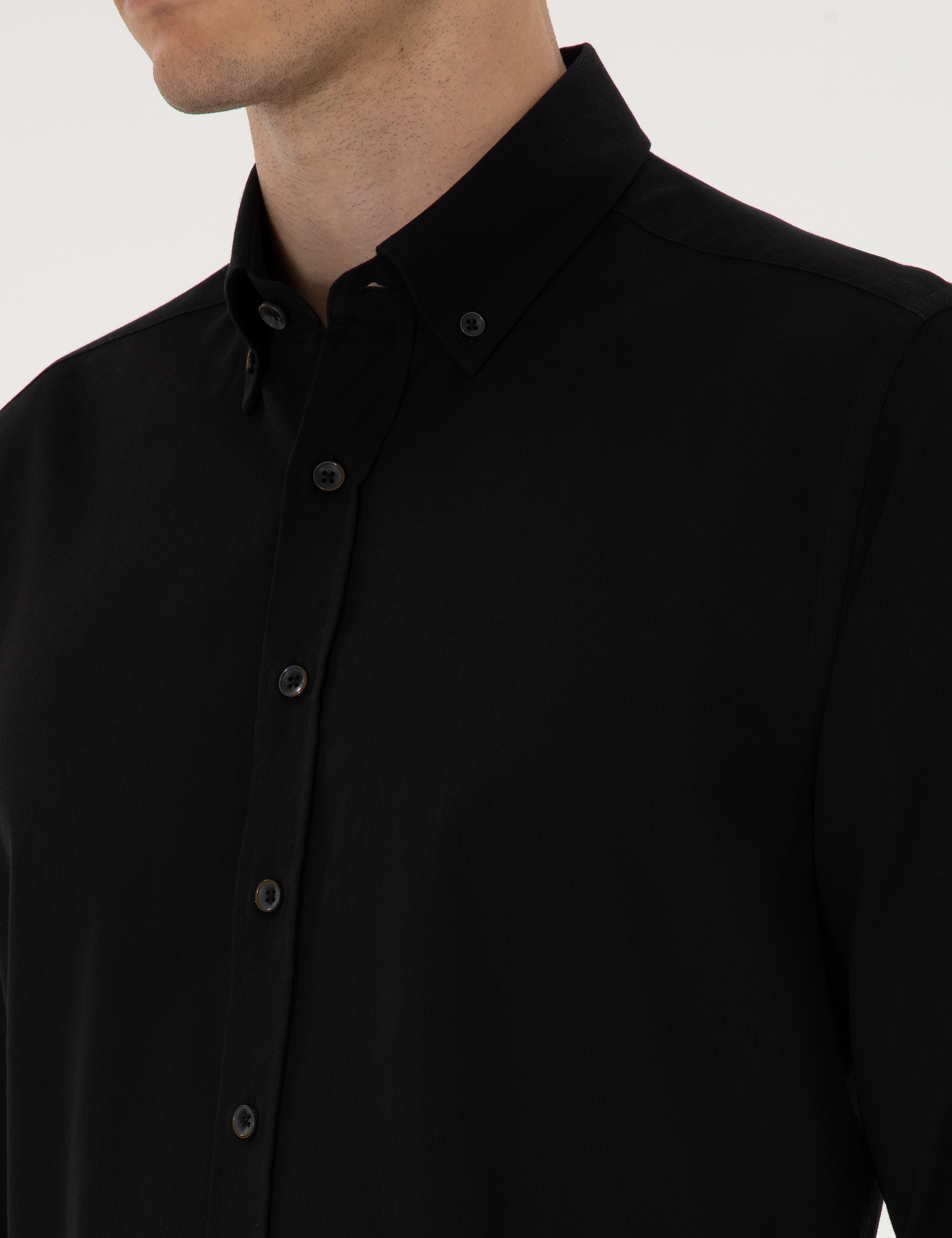 Siyah Regular Fit Uzun Kollu Gömlek - Image 7