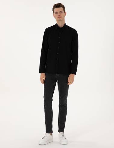 Siyah Regular Fit Uzun Kollu Gömlek