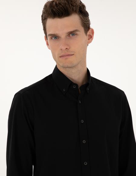 Siyah Regular Fit Uzun Kollu Gömlek - 50311308032