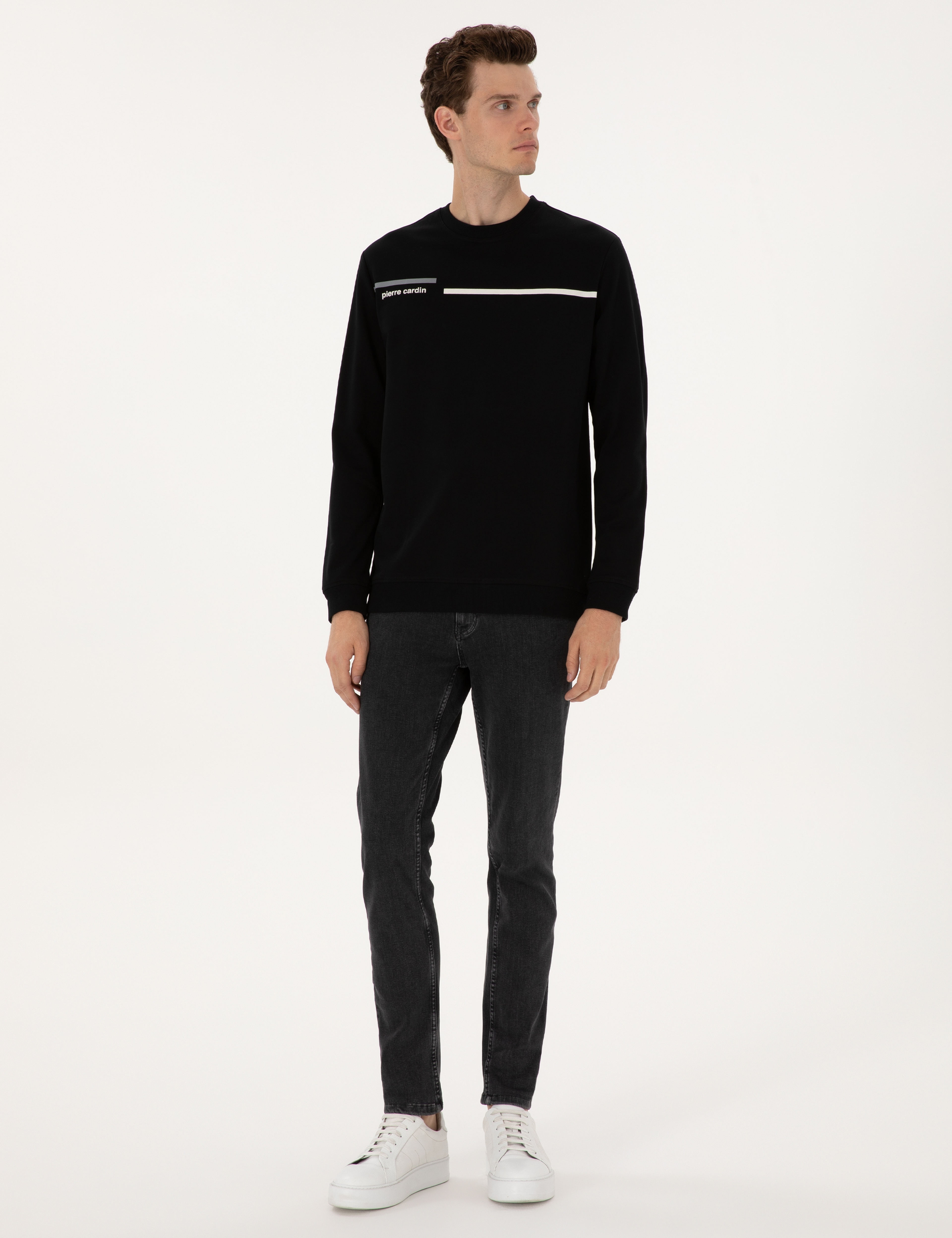 Siyah Regular Fit Bisiklet Yaka Sweatshirt - Image 4