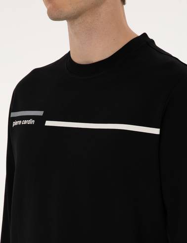 Siyah Regular Fit Bisiklet Yaka Sweatshirt